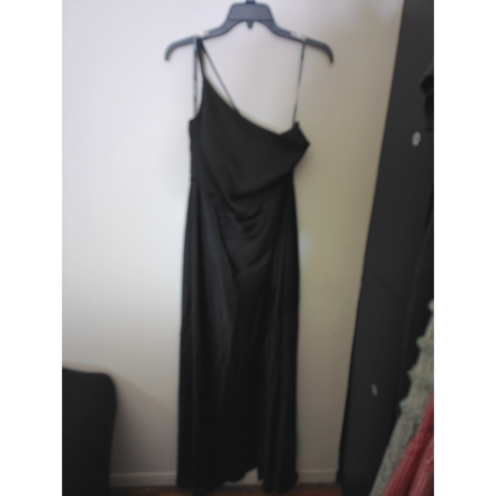 Birdy Grey Maxi Dress Women XL Black Formal Draped Minimalist High Fashion